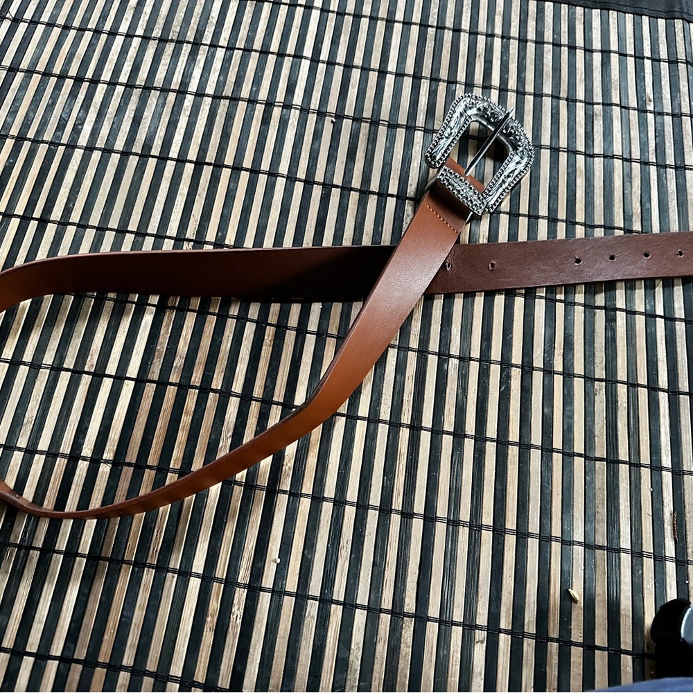 Brown Leather Strap with Metal Buckle